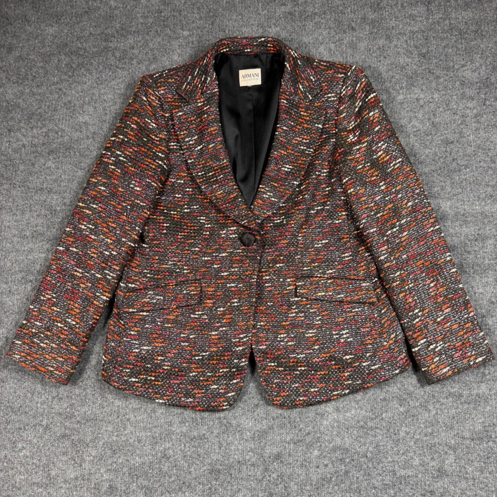 Armani Collezioni Multi-Color Tweed Blazer Structured Ita2591lian Tailoring M/L